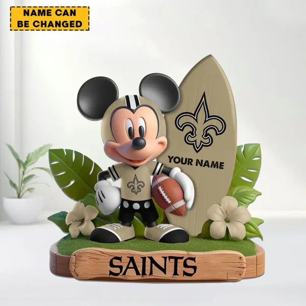 New Orleans Saints Football Team US Cartoon Mouse Surfing Acrylic Block SPTFTAB080 - Image 2
