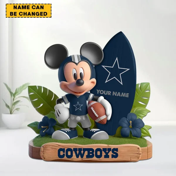 Dallas Cowboys Football Team US Cartoon Mouse Surfing Acrylic Block SPTFTAB081 - Image 2