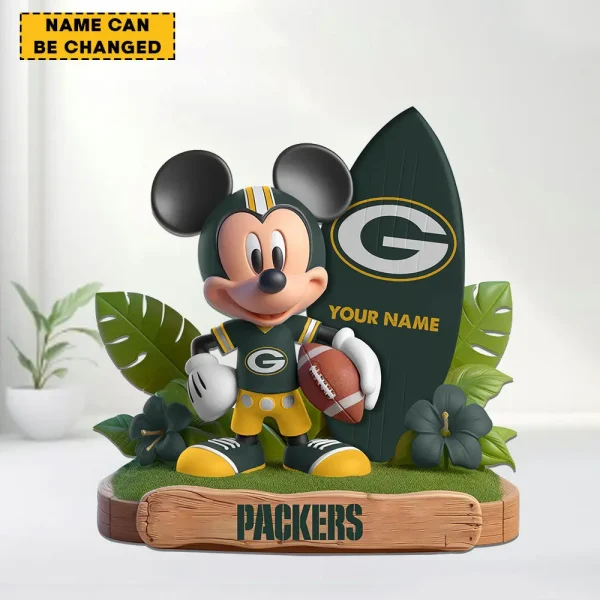 Green Bay Packers Football Team US Cartoon Mouse Surfing Acrylic Block SPTFTAB083 - Image 2