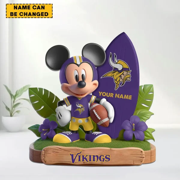 Minnesota Vikings Football Team US Cartoon Mouse Surfing Acrylic Block SPTFTAB087 - Image 2