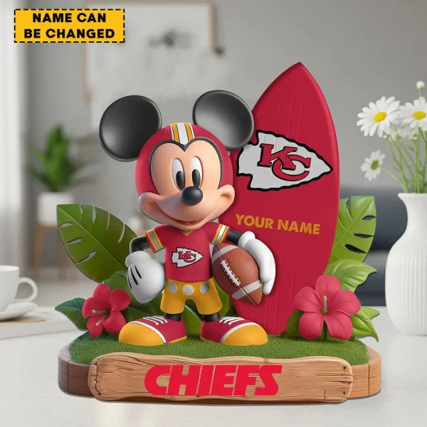 Kansas City Chiefs Football Team US Cartoon Mouse Surfing Acrylic Block SPTFTAB088