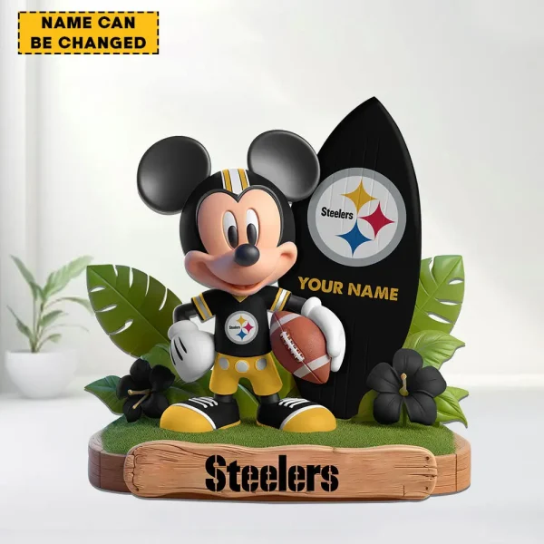 Pittsburgh Steelers Football Team US Cartoon Mouse Surfing Acrylic Block SPTFTAB090 - Image 2