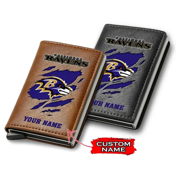 Baltimore Ravens Credit Card Holder Leather Wallet SPTCHLW095