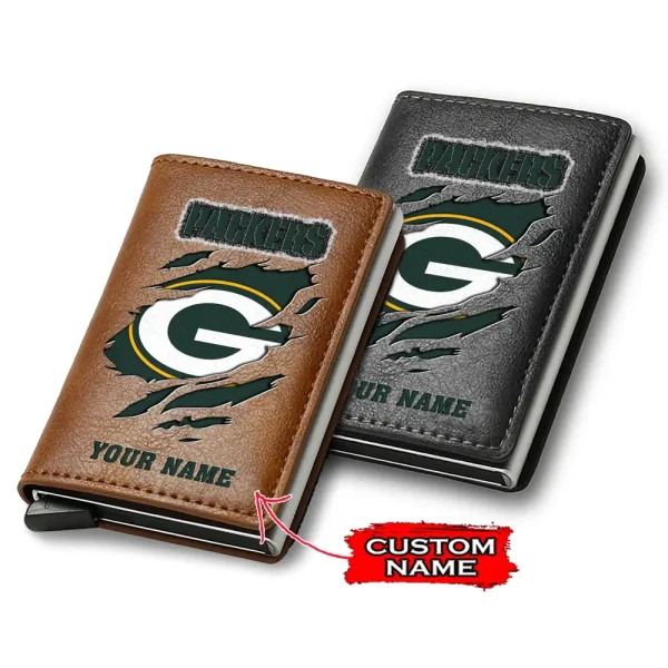 Green Bay Packers Credit Card Holder Leather Wallet SPTCHLW104
