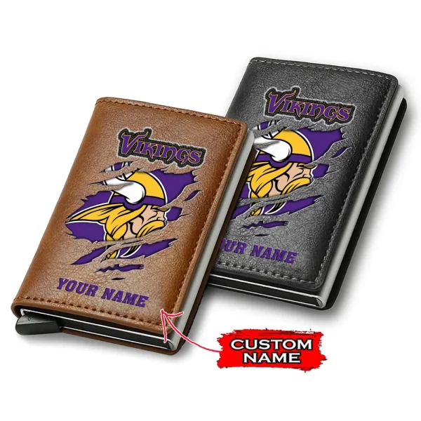 Minnesota Vikings Credit Card Holder Leather Wallet SPTCHLW113