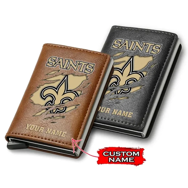 New Orleans Saints Credit Card Holder Leather Wallet SPTCHLW115