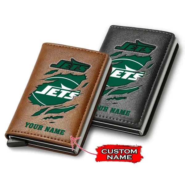 New York Jets Credit Card Holder Leather Wallet SPTCHLW117
