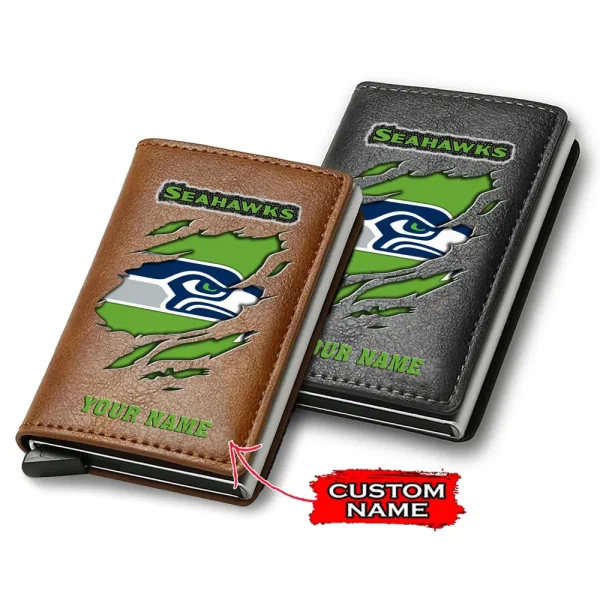 Seattle Seahawks Credit Card Holder Leather Wallet SPTCHLW121