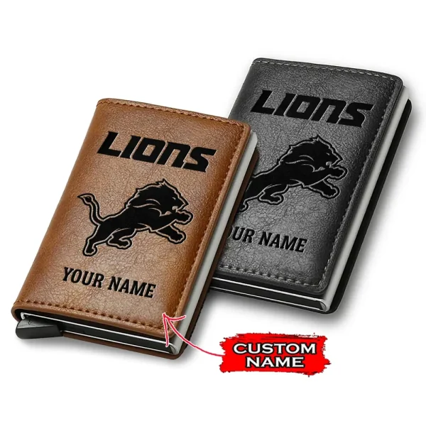 Detroit Lions Credit Card Holder Leather Wallet SPTCHLW135
