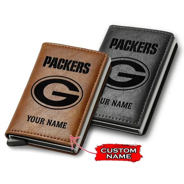 Green Bay Packers Credit Card Holder Leather Wallet SPTCHLW136