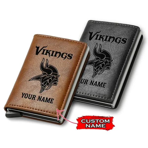 Minnesota Vikings Credit Card Holder Leather Wallet SPTCHLW145
