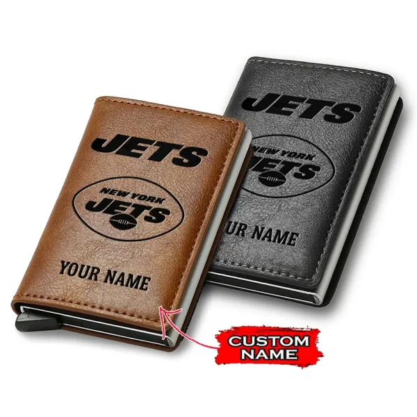 New York Jets Credit Card Holder Leather Wallet SPTCHLW149