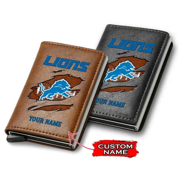 Detroit Lions Credit Card Holder Leather Wallet SPTCHLW167