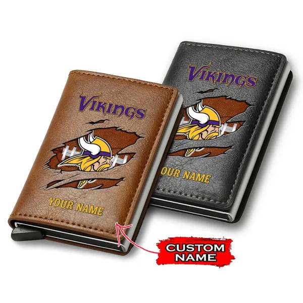 Minnesota Vikings Credit Card Holder Leather Wallet SPTCHLW177