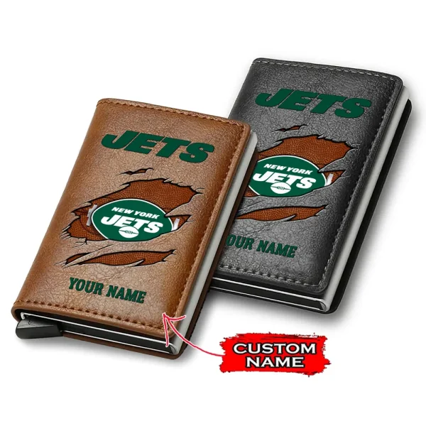 New York Jets Credit Card Holder Leather Wallet SPTCHLW181