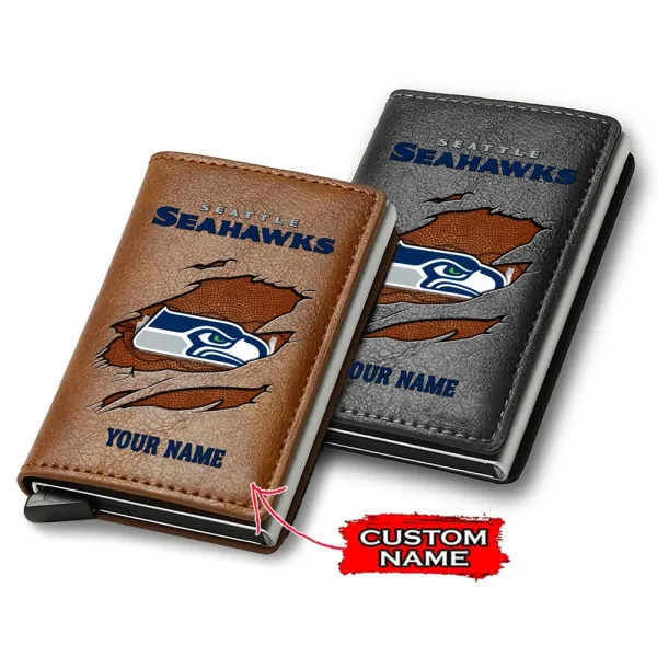 Seattle Seahawks Credit Card Holder Leather Wallet SPTCHLW185