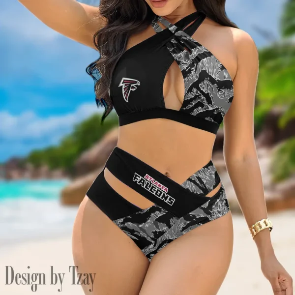 Atlanta Falcons Women's 2PCS Bikini Swimsuit Criss Cross Cutout Bathing Suit S9BCCB174