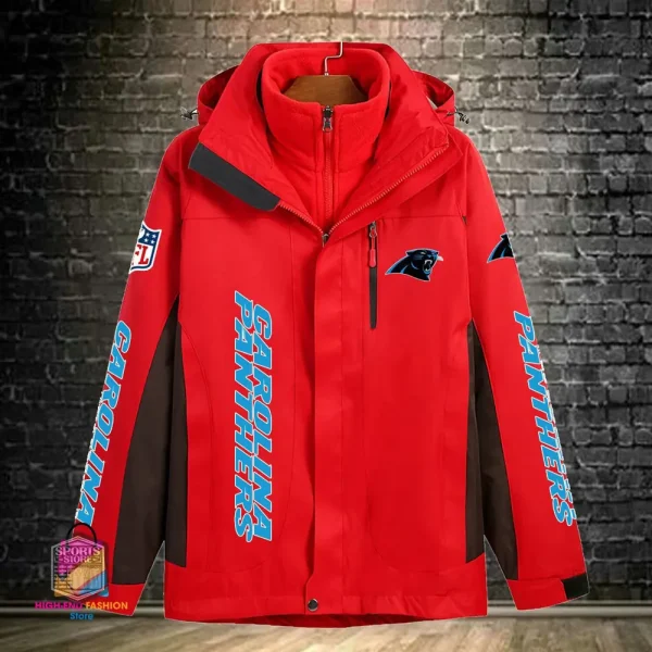 Carolina Panthers Men's Fleece Suede Jacket PURSJ064 - Image 2