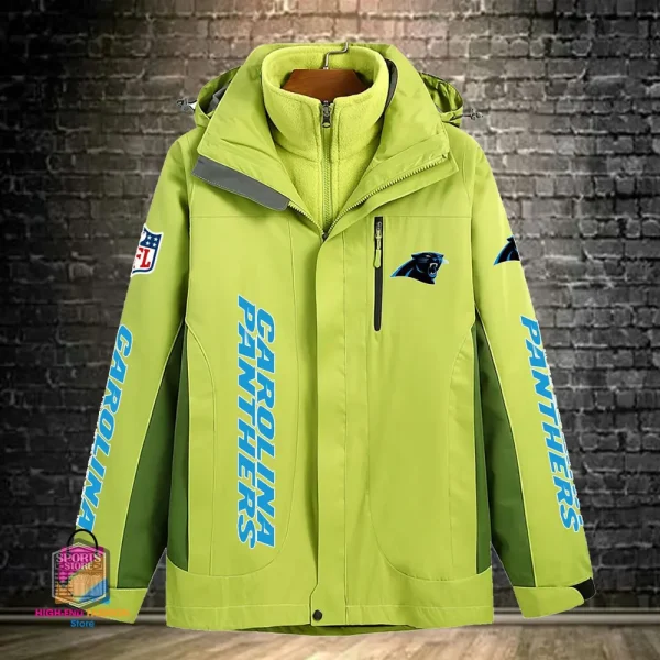 Carolina Panthers Men's Fleece Suede Jacket PURSJ064 - Image 4
