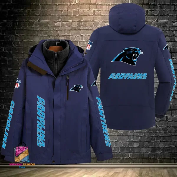 Carolina Panthers Men's Fleece Suede Jacket PURSJ064 - Image 5