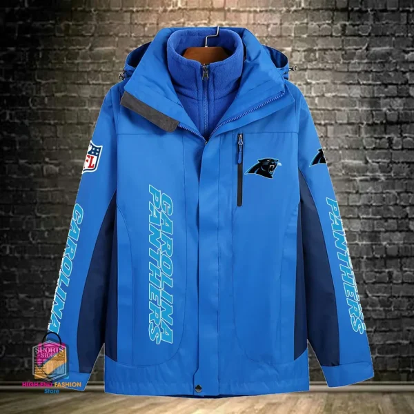Carolina Panthers Men's Fleece Suede Jacket PURSJ064 - Image 7