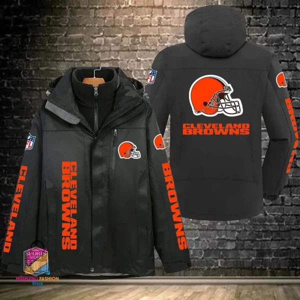 Cleveland Browns Men's Fleece Suede Jacket PURSJ067 - Image 2