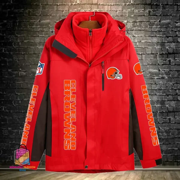 Cleveland Browns Men's Fleece Suede Jacket PURSJ067 - Image 3