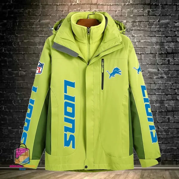 Detroit Lions Men's Fleece Suede Jacket PURSJ070 - Image 4