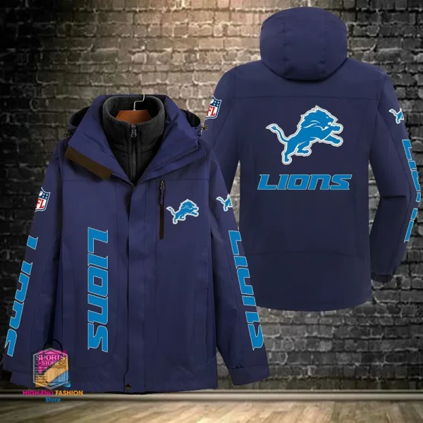Detroit Lions Men's Fleece Suede Jacket PURSJ070 - Image 5