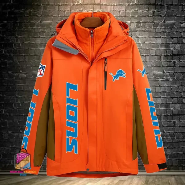 Detroit Lions Men's Fleece Suede Jacket PURSJ070 - Image 6