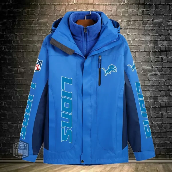 Detroit Lions Men's Fleece Suede Jacket PURSJ070