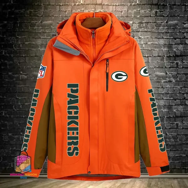 Green Bay Packers Men's Fleece Suede Jacket PURSJ071 - Image 3