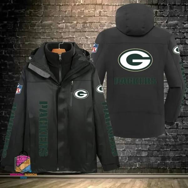 Green Bay Packers Men's Fleece Suede Jacket PURSJ071 - Image 4