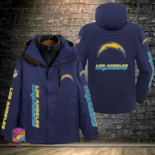 Los Angeles Chargers Men's Fleece Suede Jacket PURSJ076 - Image 3