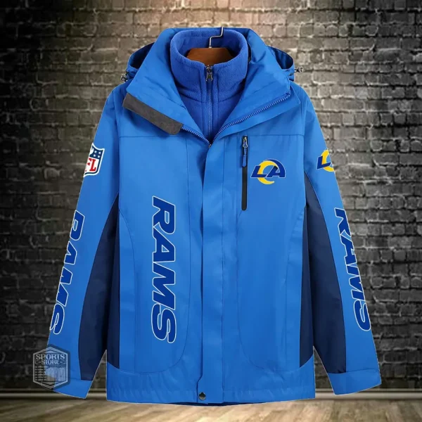 Los Angeles Rams Men's Fleece Suede Jacket PURSJ077 - Image 7