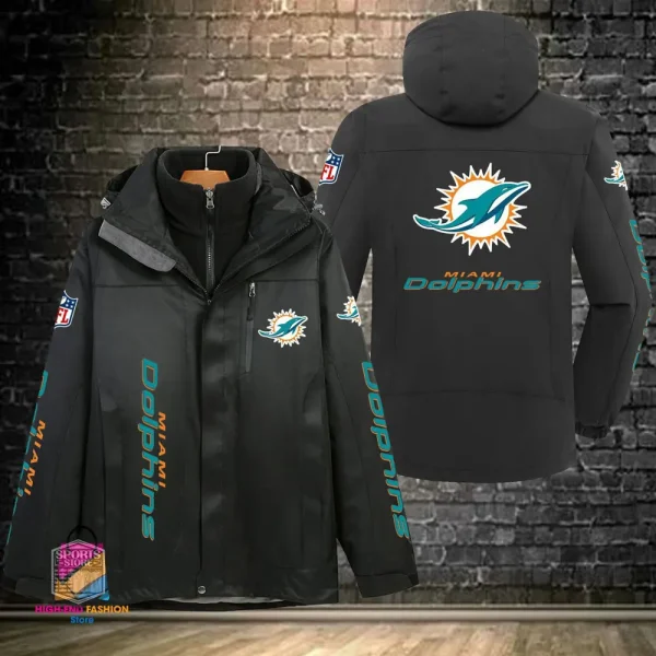 Miami Dolphins Men's Fleece Suede Jacket PURSJ078 - Image 2