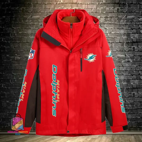 Miami Dolphins Men's Fleece Suede Jacket PURSJ078 - Image 3