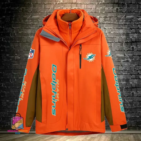 Miami Dolphins Men's Fleece Suede Jacket PURSJ078 - Image 7