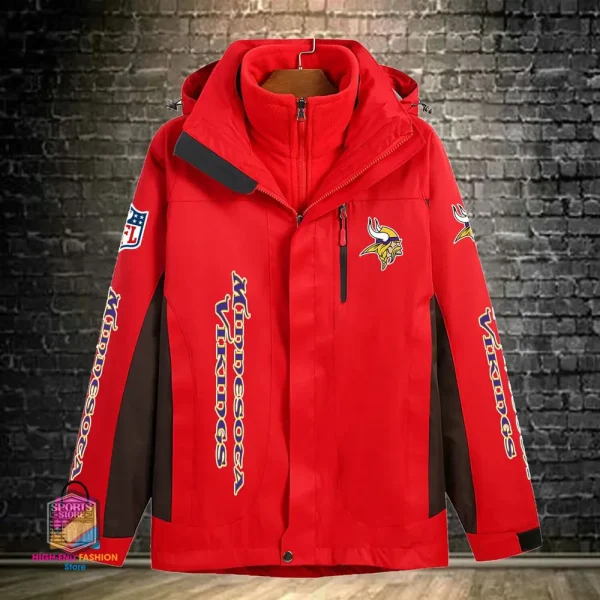 Minnesota Vikings Men's Fleece Suede Jacket PURSJ079 - Image 2