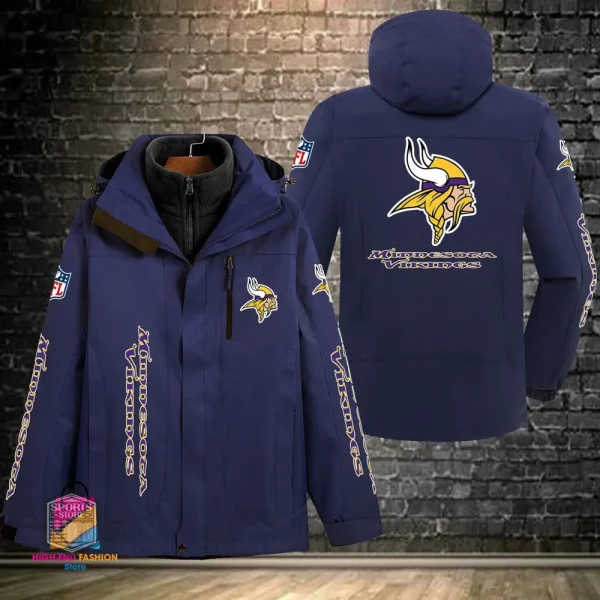 Minnesota Vikings Men's Fleece Suede Jacket PURSJ079 - Image 5