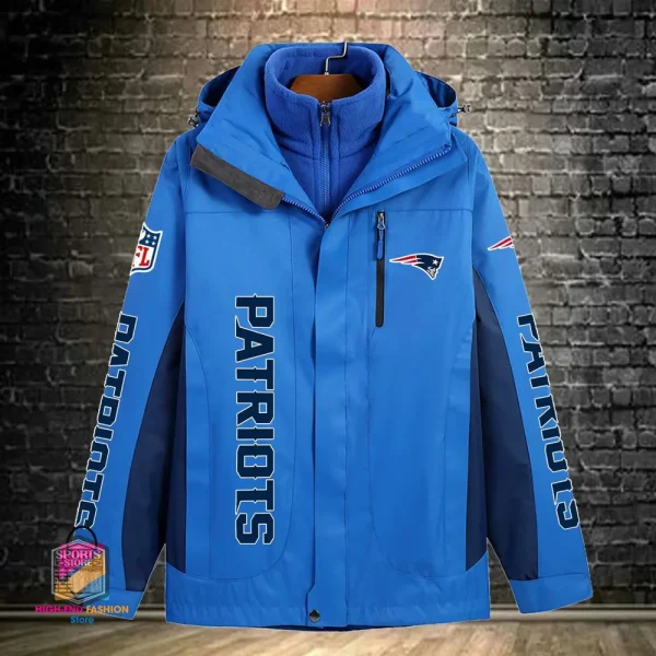New England Patriots Men's Fleece Suede Jacket PURSJ080 - Image 3