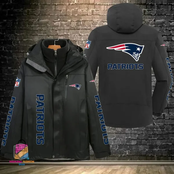 New England Patriots Men's Fleece Suede Jacket PURSJ080 - Image 4