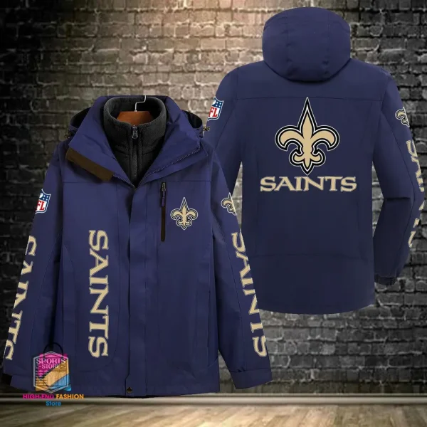New Orleans Saints Men's Fleece Suede Jacket PURSJ081 - Image 2
