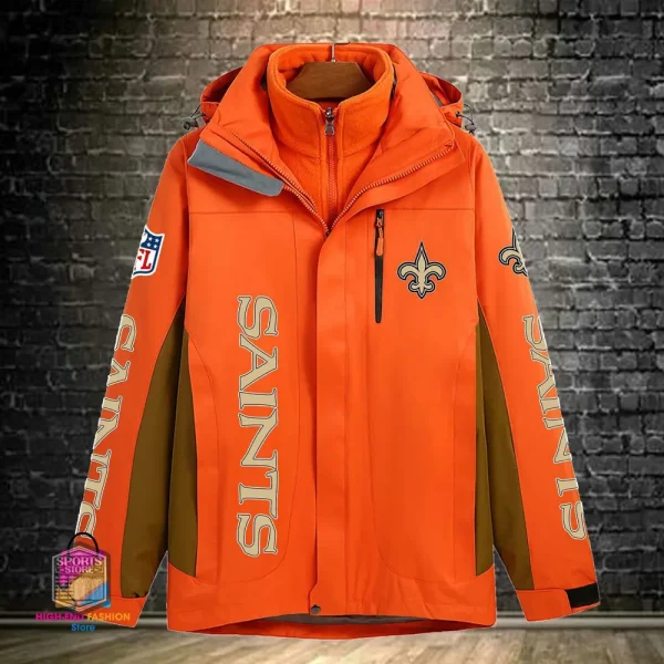 New Orleans Saints Men's Fleece Suede Jacket PURSJ081 - Image 3