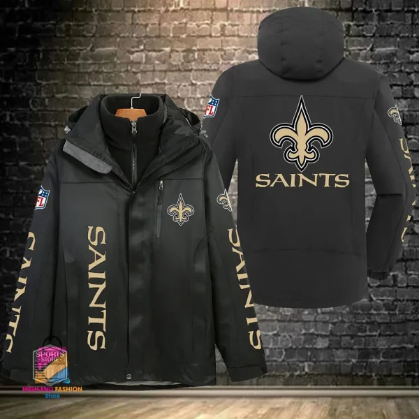 New Orleans Saints Men's Fleece Suede Jacket PURSJ081 - Image 4