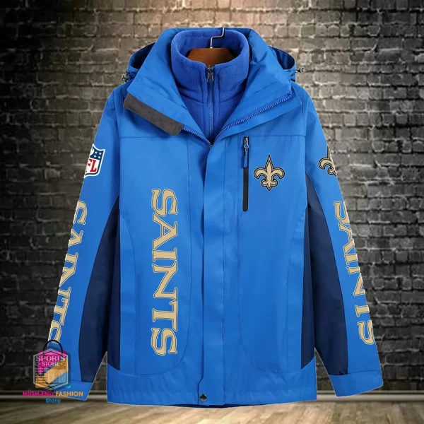New Orleans Saints Men's Fleece Suede Jacket PURSJ081 - Image 7