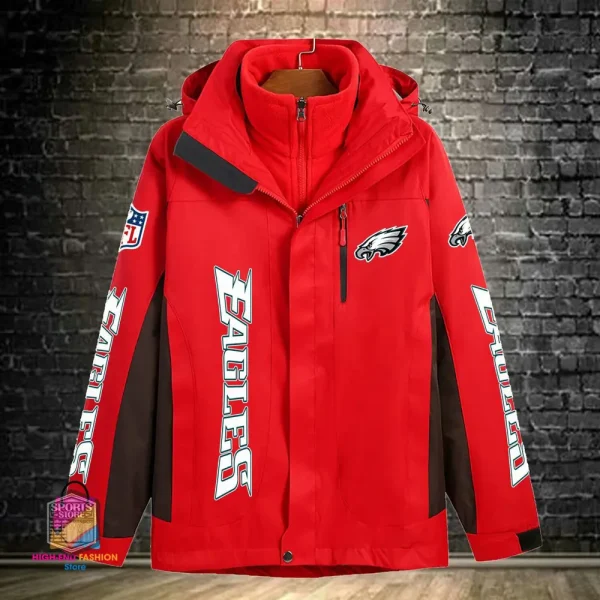 Philadelphia Eagles Men's Fleece Suede Jacket PURSJ085 - Image 3