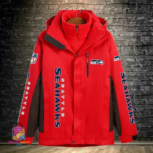 Seattle Seahawks Men's Fleece Suede Jacket PURSJ088 - Image 3