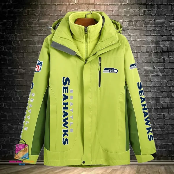 Seattle Seahawks Men's Fleece Suede Jacket PURSJ088 - Image 5