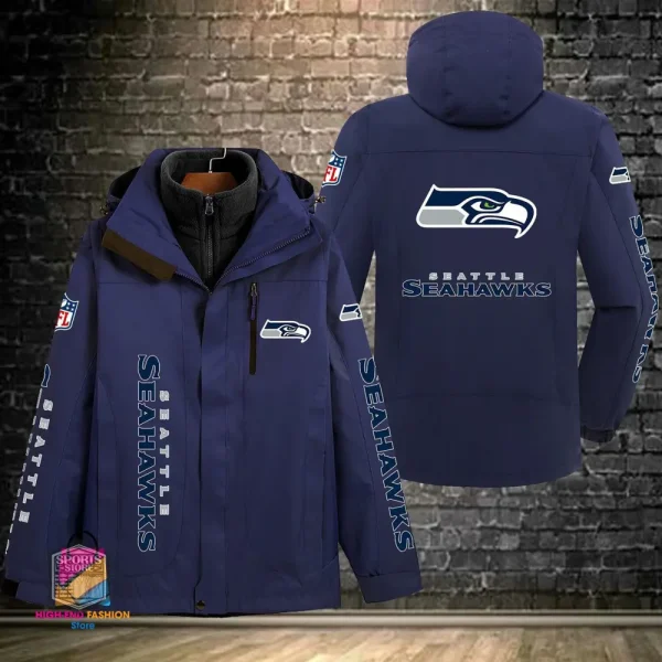 Seattle Seahawks Men's Fleece Suede Jacket PURSJ088